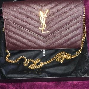 YSL Burgundy with gold chain